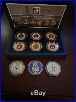 Lot of 9 Royal Navy Challenge Coins. The Type 45 Destroyer Collection