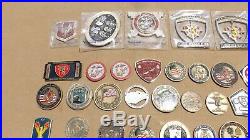 Lot of over 80 Mostly US Military Challenge Coins, Mostly Army, Navy USN USMC