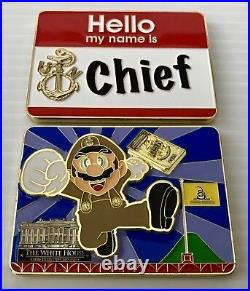 Mario Hello Chief Navy CPO Mess White House Charge Book Challenge Coin NYPD CIA
