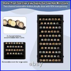 Military Challenge Coin Display Case Lockable Cabinet Holder Shadow Box with