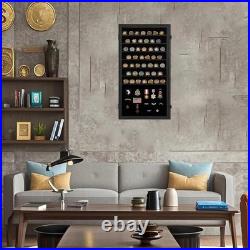 Military Challenge Coin Display Case Lockable Cabinet Holder Shadow Box with