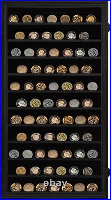 Military Challenge Coin Display Case Lockable Cabinet Holder Shadow Box with