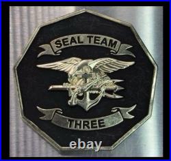 NAVY SEAL Team 3 Brotherhood Coin with Edge Initials NSW ST3 Team-Issued Rare