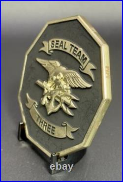 NAVY SEAL Team 3 Brotherhood Coin with Edge Initials NSW ST3 Team-Issued Rare