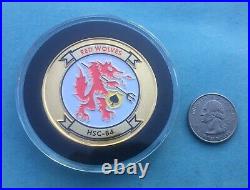 Naval Special Warfare Challenge Coin Hsc-84 Red Wolves Dedicated Navy Seal Helos