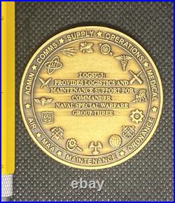 Naval Special Warfare Group Three SDVT-1 NSWG-3 LOGSU-3 Navy SEAL Challenge Coin