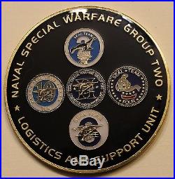 Naval Special Warfare Group Two SEALs Log & Sup Navy Seabees / CB Challenge Coin