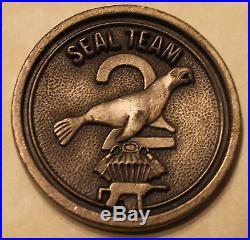 Naval Special Warfare SEAL Team 2 older pewter version Navy Challenge Coin / Two