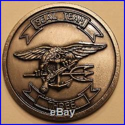 Naval Special Warfare SEAL Team 3 Silver toned Navy Challenge Coin / Three