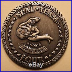 Naval Special Warfare SEAL Team 4 Antique Silver Tone Navy Challenge Coin / Four