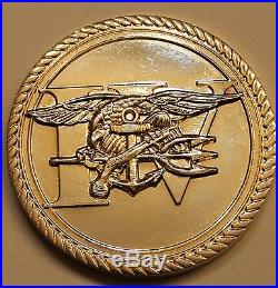 Naval Special Warfare SEAL Team 4 Gold Toned Navy Challenge Coin