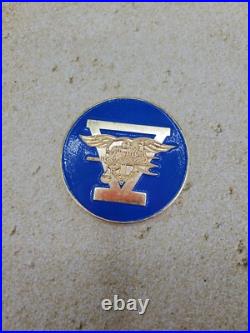 Naval Special Warfare SEAL Team 5 / Five Gold & Blue Large Navy Challenge Coin