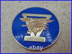 Naval Special Warfare SEAL Team 5 / Five Gold & Blue Large Navy Challenge Coin