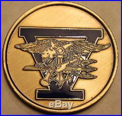 Naval Special Warfare SEAL Team 5 Hard Baked Enamel Navy Challenge Coin / Five