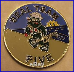 Naval Special Warfare SEAL Team 5 Large Baked Enamel Navy Challenge Coin Five