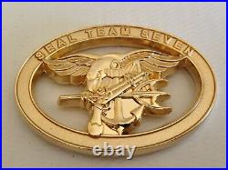 Naval Special Warfare SEAL Team 7 Gold Plated Navy Challenge Coin / Seven