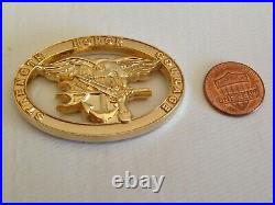 Naval Special Warfare SEAL Team 7 Gold Plated Navy Challenge Coin / Seven