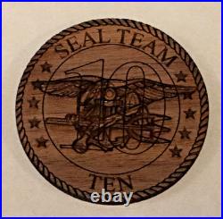 Naval Special Warfare SEAL Team Ten / 10 Wooden Navy Challenge Coin
