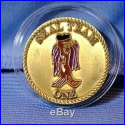 Naval Special Warfare Seal Team One Gold Toned Navy Challenge Coin One