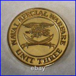 Naval Special Warfare Unit 3 Three Bahrain Gold Plated Navy SEAL Challenge Coin