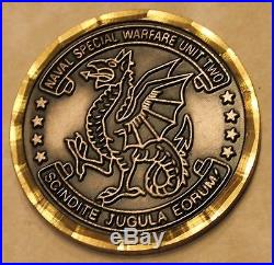 Naval Special Warfare Unit Two Silver Toned Diamond Cut Edge Navy Challenge Coin