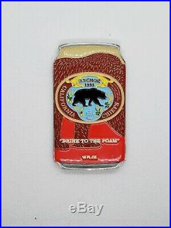 Navy CPO Chief Challenge Coin CALIFORNIA BEER CAN drink no nypd msg GLOWS RARE
