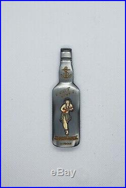 Navy CPO Chief Challenge Coin SAILOR JERRY SLVR Bottle nypd msg ONLY 50 MADE