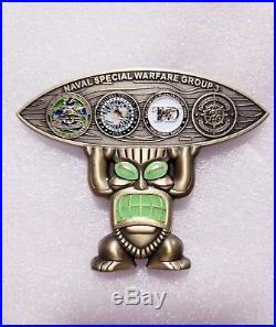 Navy Challenge Coin Hawaii SEAL Tiki Surfboard non nypd msg BEAUTIFUL cpo chief