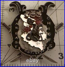 Navy Challenge Coin Samurai Swords Removable Far East Chiefs