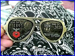 Navy Chief Aviator Sunglasses Challenge Coin Solid Pewter Awesome Colors