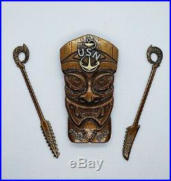 Navy Chief CPO Challenge Coin HAWAII Tiki WEAPONS non nypd msg 3 PIECES RARE