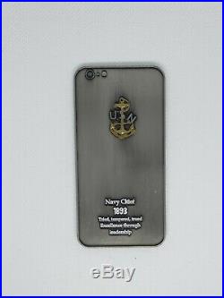 Navy Chief CPO Challenge Coin IPHONE White non nypd msg RARE BIG
