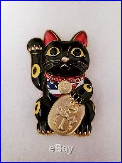Navy Chief CPO Challenge Coin Japan LUCKY KITTY New BLACK non nypd msg RARE