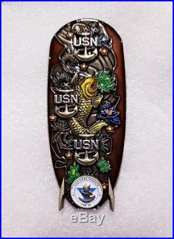 Navy Chief CPO Challenge Coin Koi SURFBOARD Rare non nypd msg DETAILED