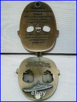 Navy Chief CPO Challenge Coin LCSRON2/SUW21 JASON MASK Holds Anchors RARE