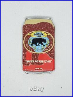 Navy Chief CPO Challenge coin California BEER Can msg nypd GLOWS IN THE DARK