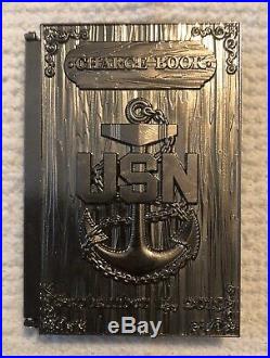 Navy Chief Challenge coin SPAWAR CHARGEBOOKS VERY RARE BLACK & SILVER 2019
