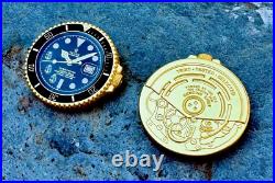 Navy Chief Seals Dive SUBMARINER Watch Challenge Coin NSW CPO DEVGRU CIA FBI USN