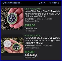 Navy Chief Seals Dive SUBMARINER Watch Kermit Starbucks Hulk Challenge Coin CPO