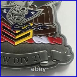 Navy FCPOA SUW DIV 21 Challenge Coin. Approximately 3 Tall
