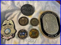 Navy Marine Plaque Buckle Challenge Coins Mixed Lot 7 Navy Marine Plaque Buckle Challenge Coins Mixed Lot 7