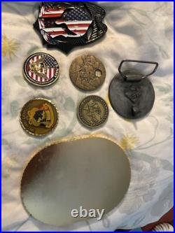 Navy Marine Plaque Buckle Challenge Coins Mixed Lot 7 Navy Marine Plaque Buckle Challenge Coins Mixed Lot 7