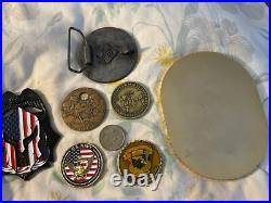 Navy Marine Plaque Buckle Challenge Coins Mixed Lot 7 Navy Marine Plaque Buckle Challenge Coins Mixed Lot 7