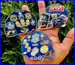 Navy Midshipmen Football Jolly Rogers NASA Old Ironside 3 Challenge Coin CPO set Navy Midshipmen Football Jolly Rogers NASA Old Ironside 3 Challenge Coin CPO set