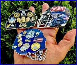 Navy Midshipmen Football Jolly Rogers NASA Old Ironside 3 Challenge Coin CPO set