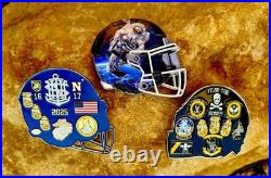 Navy Midshipmen Football Jolly Rogers NASA Old Ironside 3 Challenge Coin CPO set