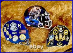 Navy Midshipmen Football Jolly Rogers NASA Old Ironside 3 Challenge Coin CPO set