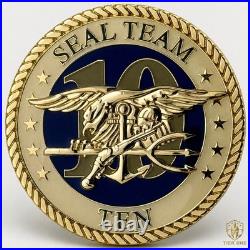 Navy SEAL Team 10 Challenge Coin Victory Through Valor 2 Inch Trident NSWG ST10