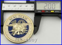 Navy SEAL Team 10 Challenge Coin Victory Through Valor 2 Inch Trident NSWG ST10