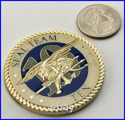 Navy SEAL Team 10 Challenge Coin Victory Through Valor 2 Inch Trident NSWG ST10